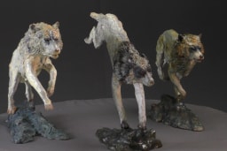 Trois loups en chasse - vue 1